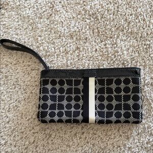 Kate Spade Black and Cream Geometric Wristlet